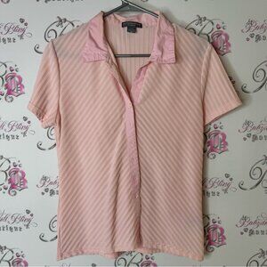 Beechers Brook tshirt collared button down buttons Pink Short Sleeve Shirt